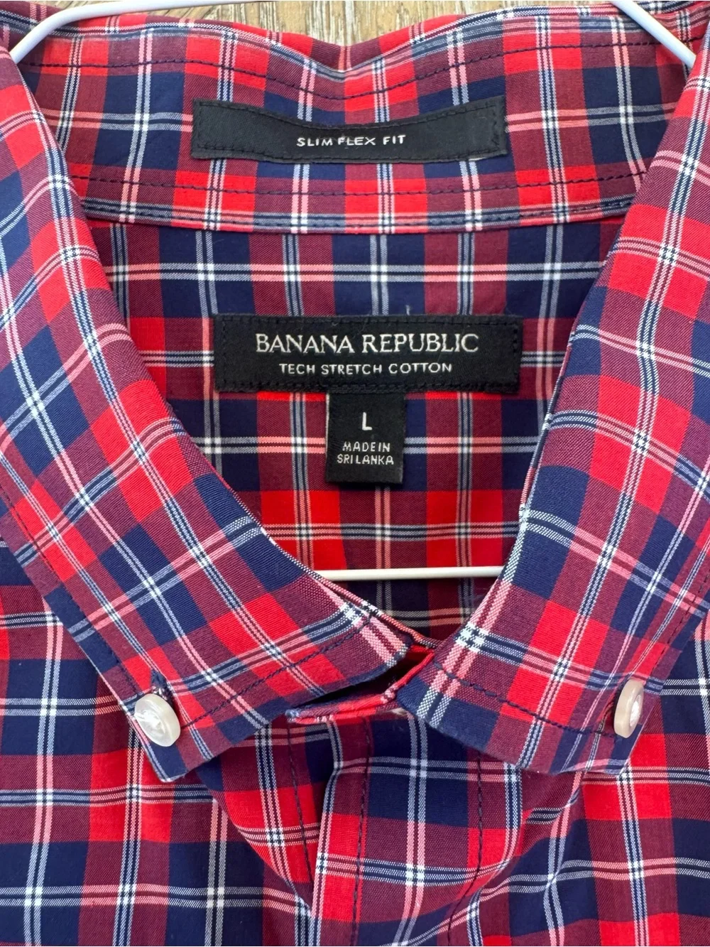 Banana Republic Slim Flex Fit Tech Stretch Cotton Plaid Button Down Shirt